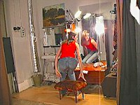 Let's sneak into chick's bedroom, where a hidden camera is filming her getting dressed and putting tightest new jeans on